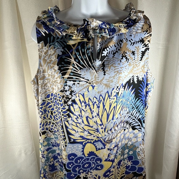 Talbots woman, sleeveless blouse, blue, and white women’s1x - Picture 2 of 5